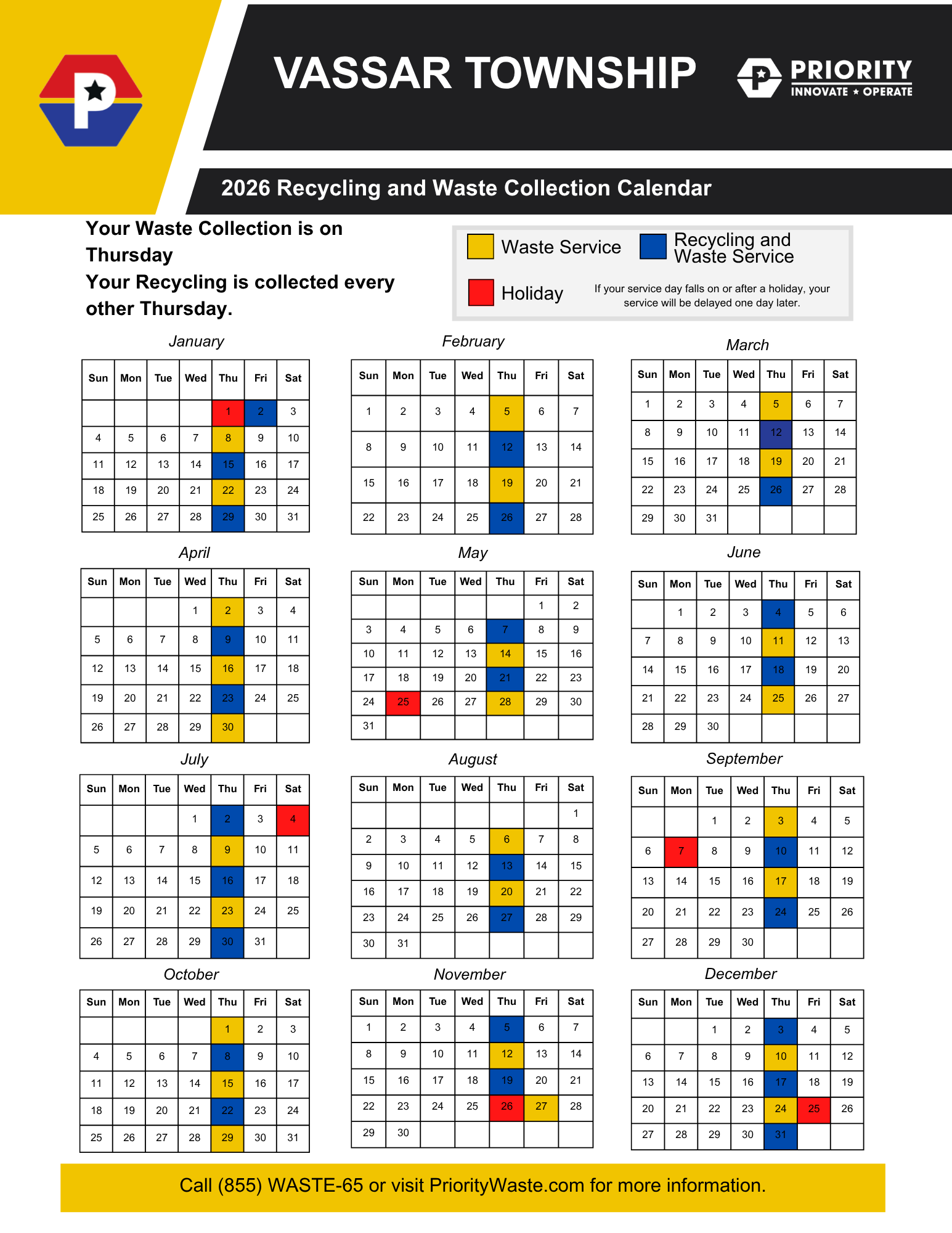 Trash and Recycling Pick Up Dates